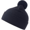 Navy - Front - Atlantis Unisex Adult Wind S Pom Pom Recycled Double Skin Cuffed Beanie