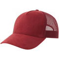 Cardinal Red - Front - Atlantis Unisex Adult Rapper 5 Panel Suede Sustainable Trucker Cap