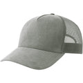 Grey - Front - Atlantis Unisex Adult Rapper 5 Panel Suede Sustainable Trucker Cap