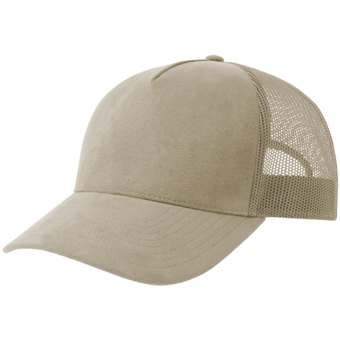 Stone - Front - Atlantis Unisex Adult Rapper 5 Panel Suede Sustainable Trucker Cap