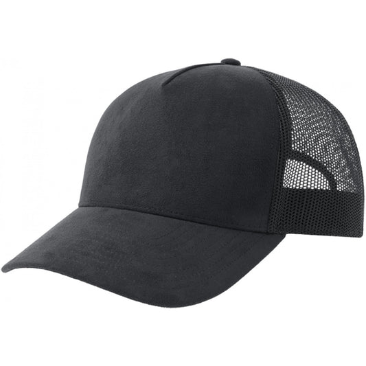 Black - Front - Atlantis Unisex Adult Rapper 5 Panel Suede Sustainable Trucker Cap