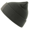 Dark Grey - Front - Atlantis Unisex Adult Wind S Patch Recycled Double Skin Cuffed Beanie
