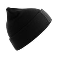 Black - Back - Atlantis Unisex Adult Wind S Patch Recycled Double Skin Cuffed Beanie