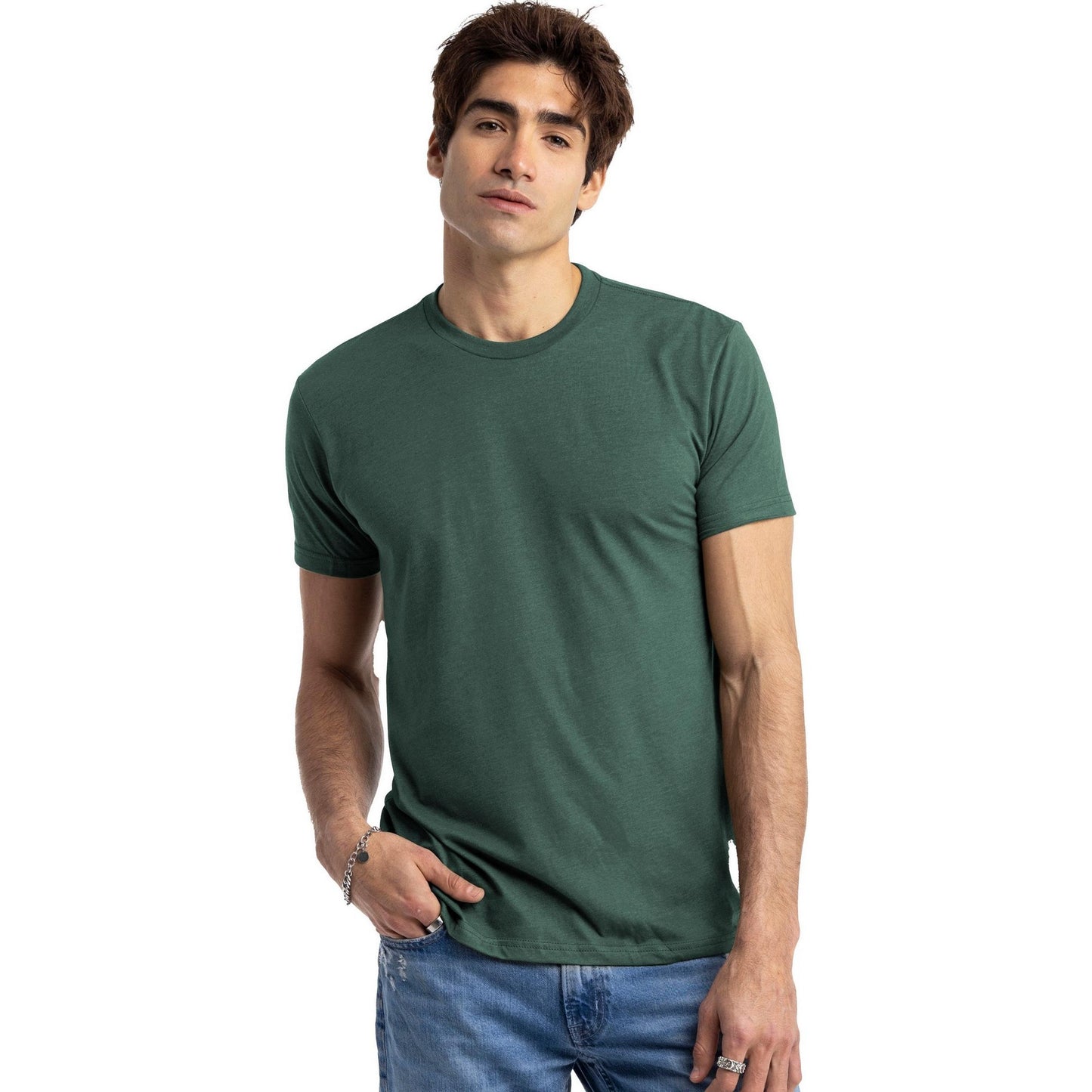 Heather Forest Green - Side - Next Level Apparel Unisex Adult CVC T-Shirt