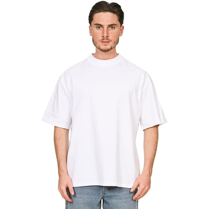White - Side - Casual Classics Unisex Adult Combed Ringspun Cotton Extended Neckline Oversized T-Shirt