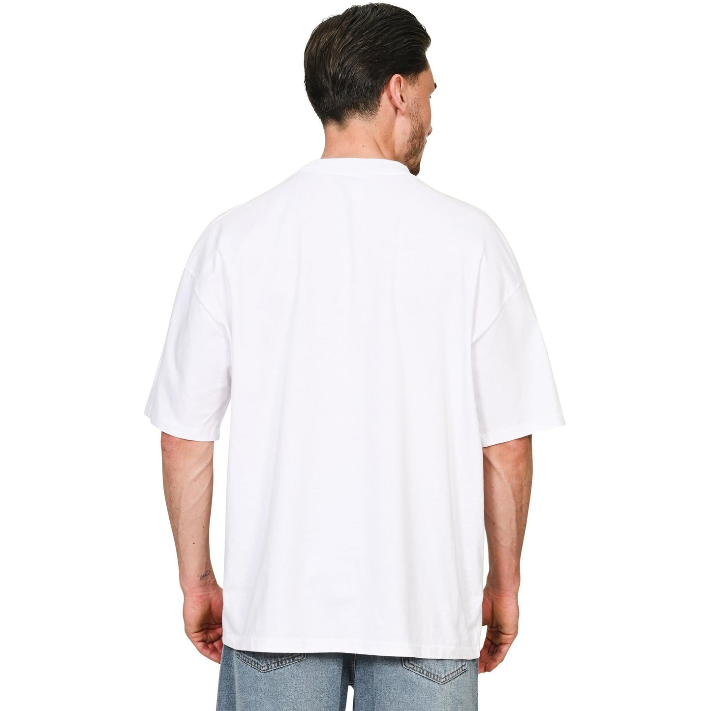 White - Lifestyle - Casual Classics Unisex Adult Combed Ringspun Cotton Extended Neckline Oversized T-Shirt