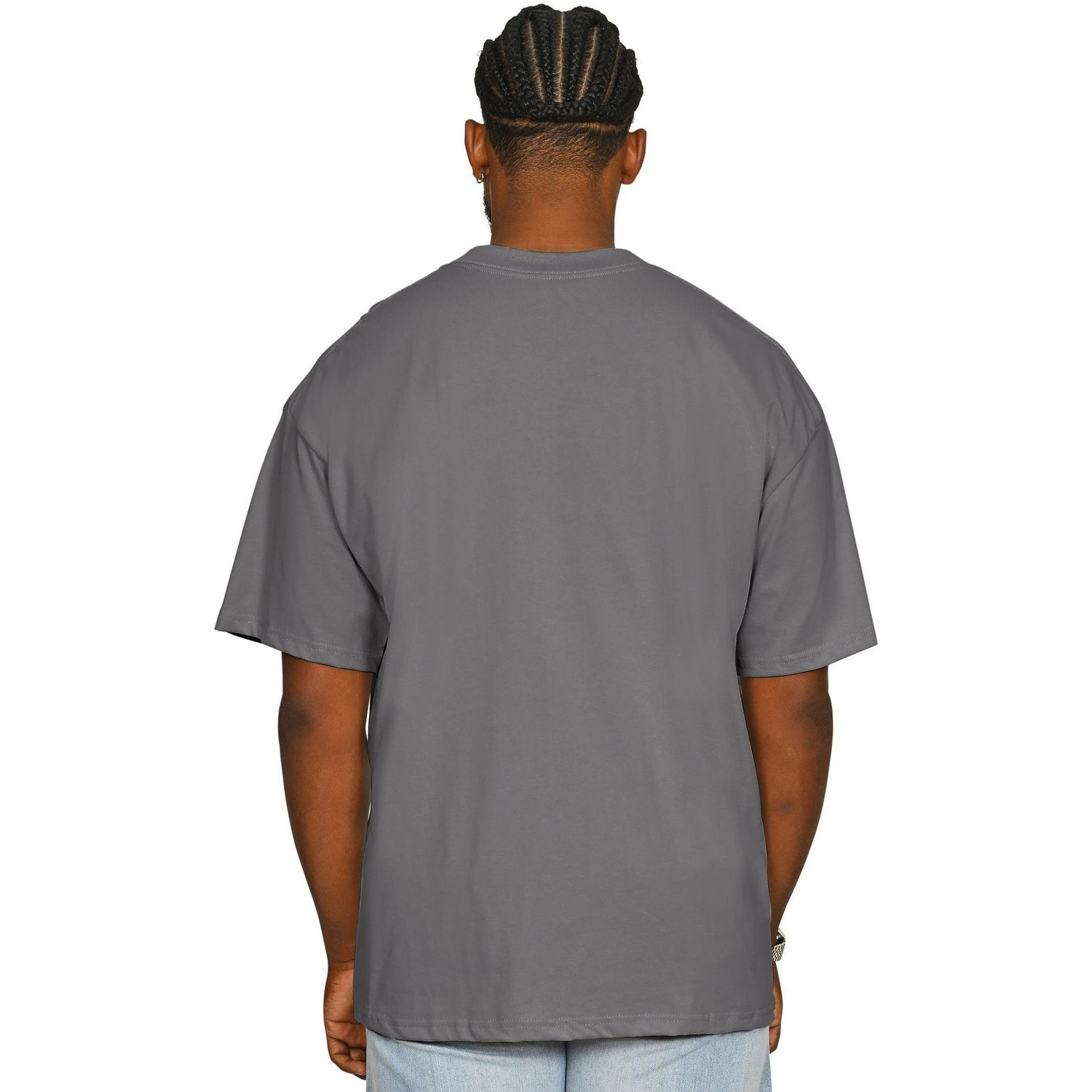 Charcoal - Back - Casual Classics Unisex Adult Combed Ringspun Cotton Extended Neckline Oversized T-Shirt