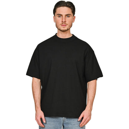 Black - Side - Casual Classics Unisex Adult Combed Ringspun Cotton Extended Neckline Oversized T-Shirt