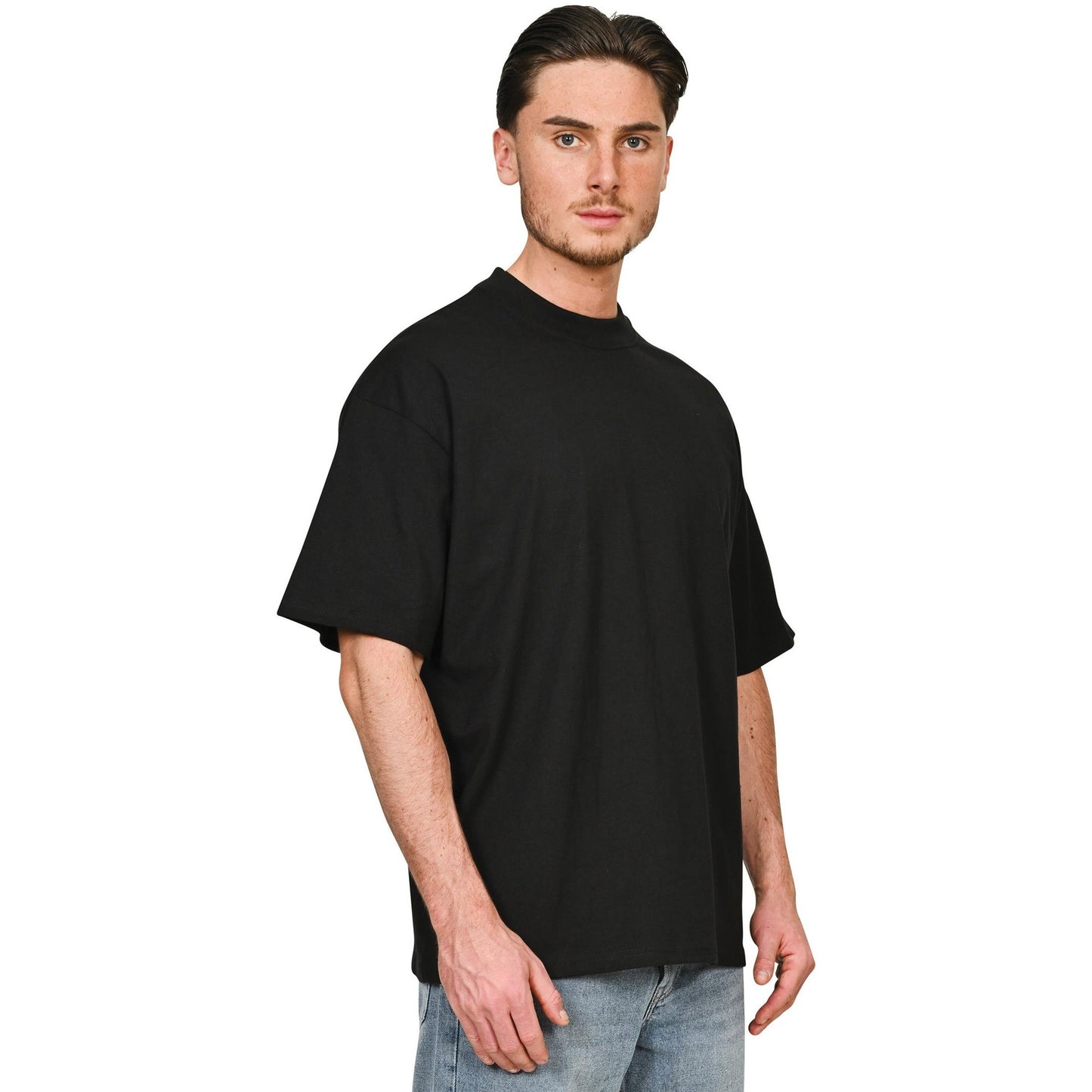Black - Lifestyle - Casual Classics Unisex Adult Combed Ringspun Cotton Extended Neckline Oversized T-Shirt