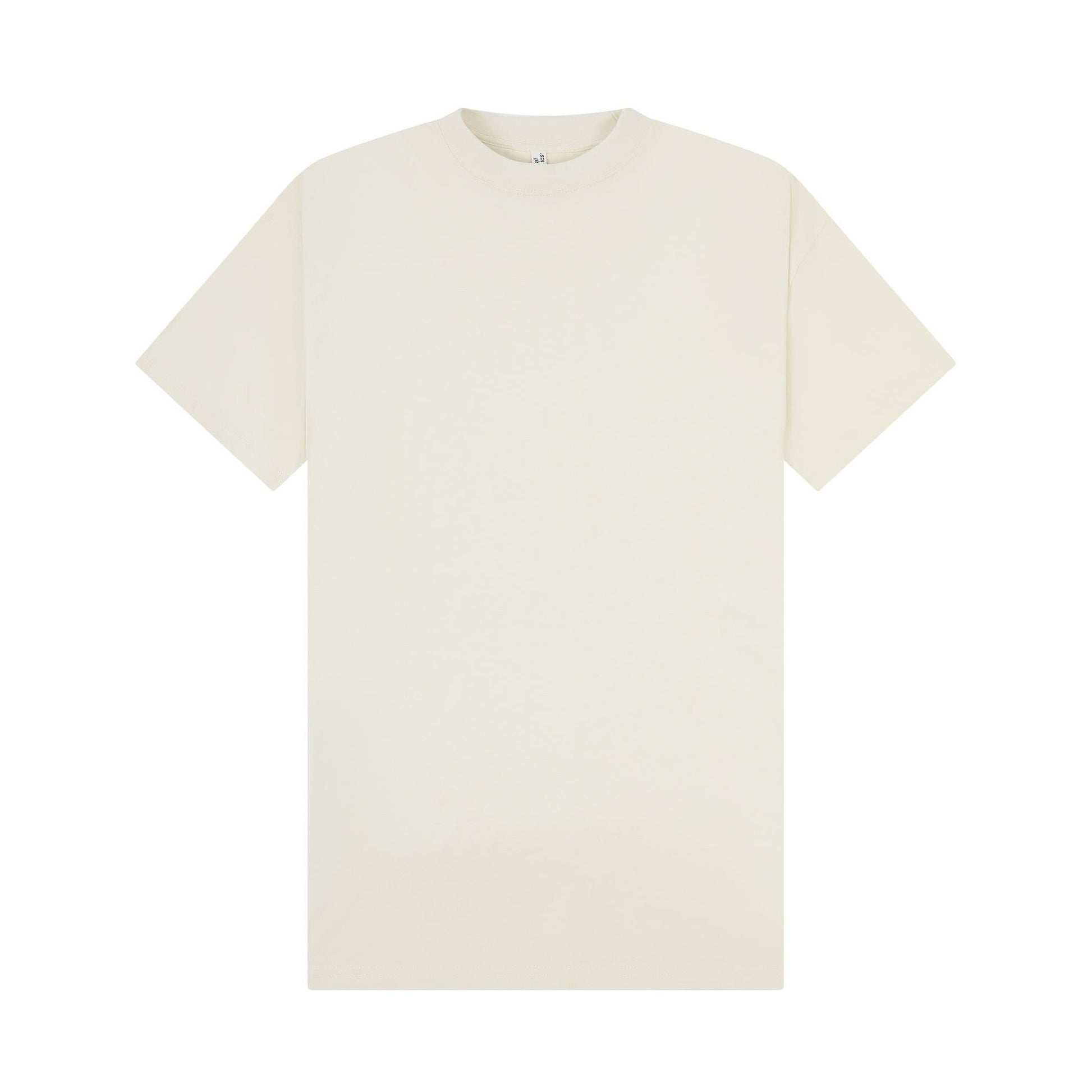 Ecru - Front - Casual Classics Unisex Adult Combed Ringspun Cotton Extended Neckline Oversized T-Shirt