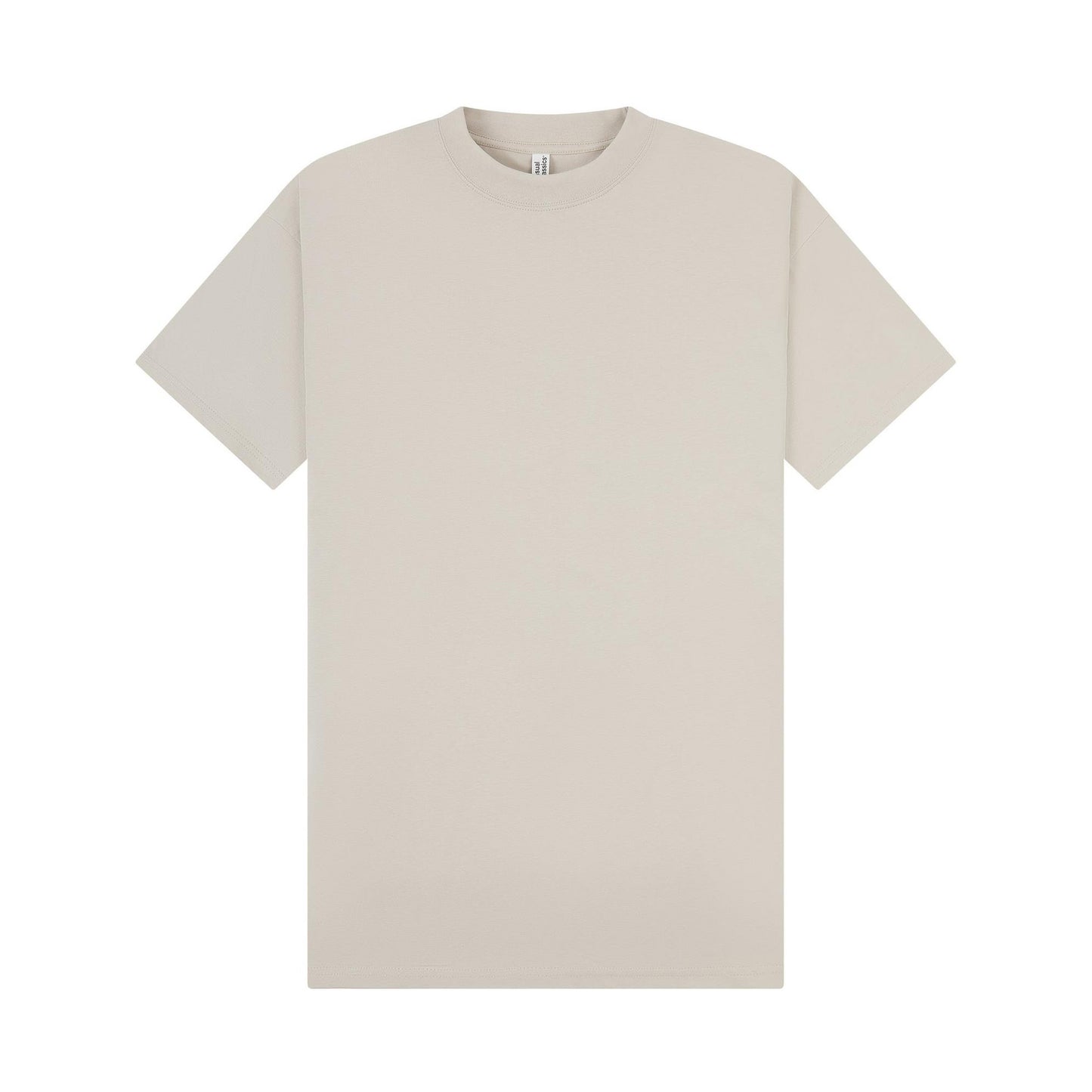 Stone - Front - Casual Classics Unisex Adult Combed Ringspun Cotton Extended Neckline Oversized T-Shirt