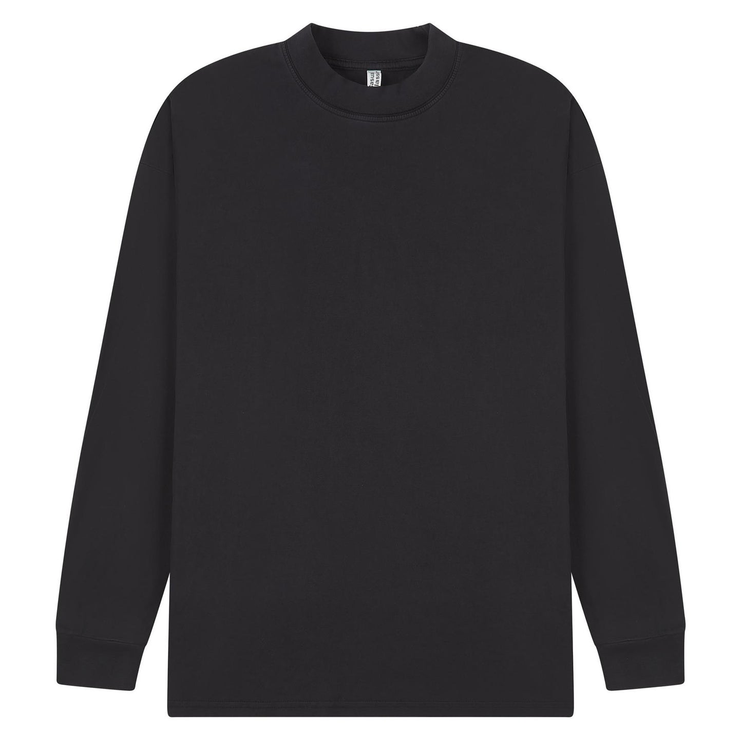 Acid Black - Front - Casual Classics Mens Acid Wash Combed Ringspun Cotton Extended Neckline Tall Oversized Long-Sleeved T-Shirt