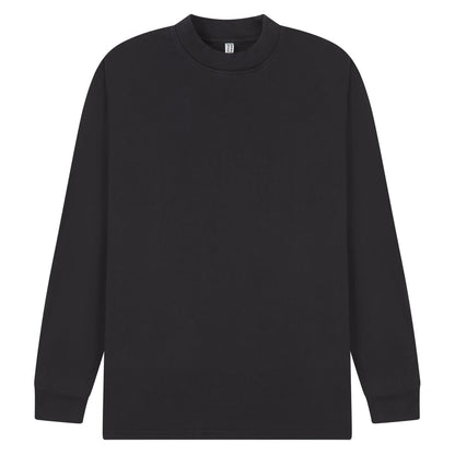Acid Black - Front - Casual Classics Mens Acid Wash Combed Ringspun Cotton Extended Neckline Tall Oversized Long-Sleeved T-Shirt