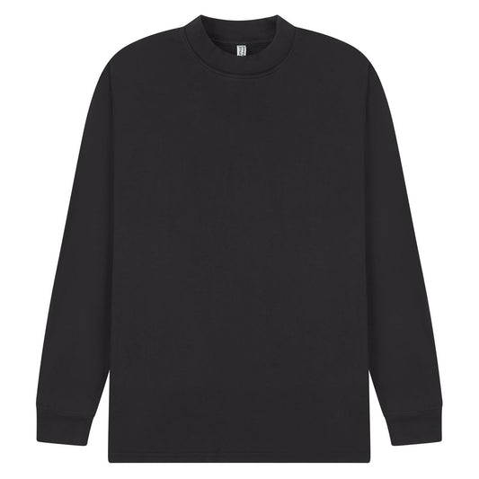 Acid Black - Front - Casual Classics Mens Acid Wash Combed Ringspun Cotton Extended Neckline Tall Oversized Long-Sleeved T-Shirt