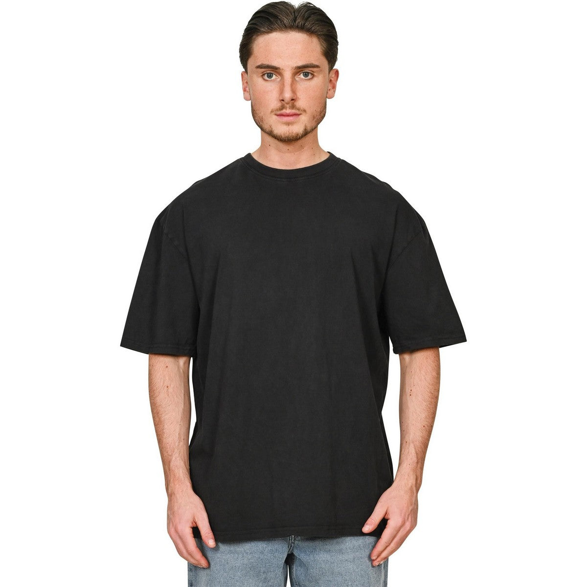 Acid Black - Side - Casual Classics Unisex Adult Acid Wash Combed Ringspun Cotton Oversized T-Shirt