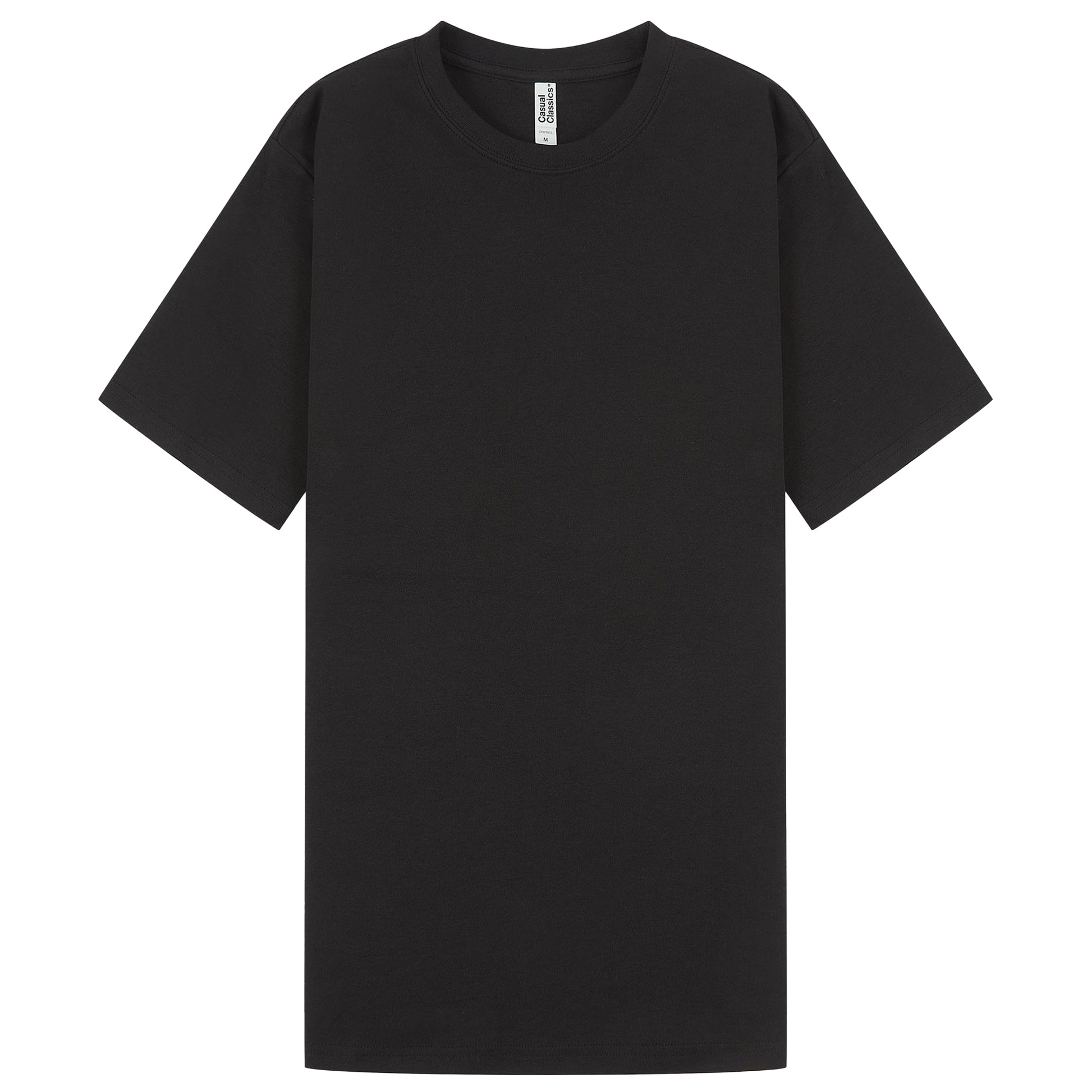 Black - Front - Casual Classics Unisex Adult Interlock Tall and Slim T-Shirt