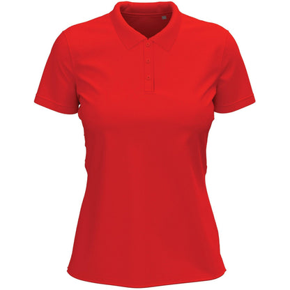 Scarlet Red - Front - Stedman Womens-Ladies Stretch Polo Shirt