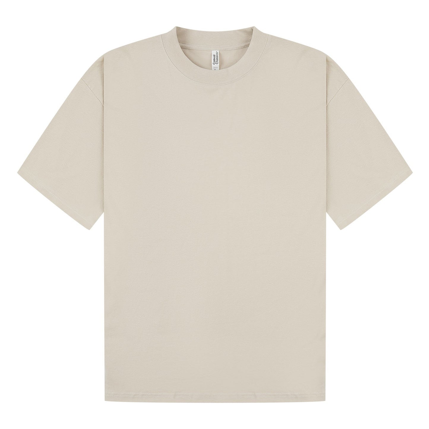Stone - Front - Casual Classics Unisex Adult Combed Ringspun Cotton Extended Neckline Oversized T-Shirt
