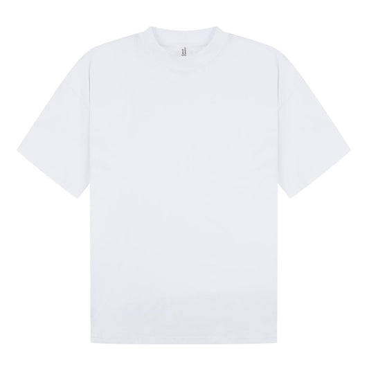 White - Front - Casual Classics Unisex Adult Combed Ringspun Cotton Extended Neckline Oversized T-Shirt