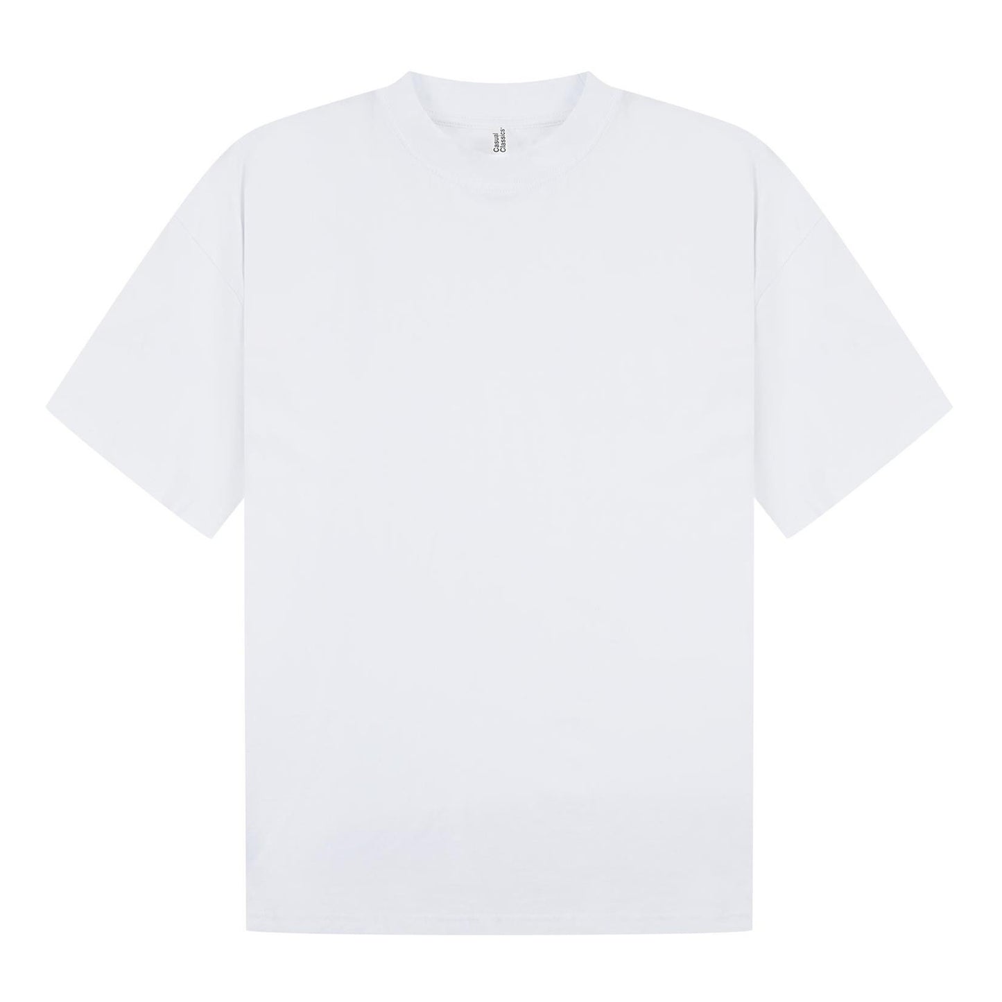 White - Front - Casual Classics Unisex Adult Combed Ringspun Cotton Extended Neckline Oversized T-Shirt