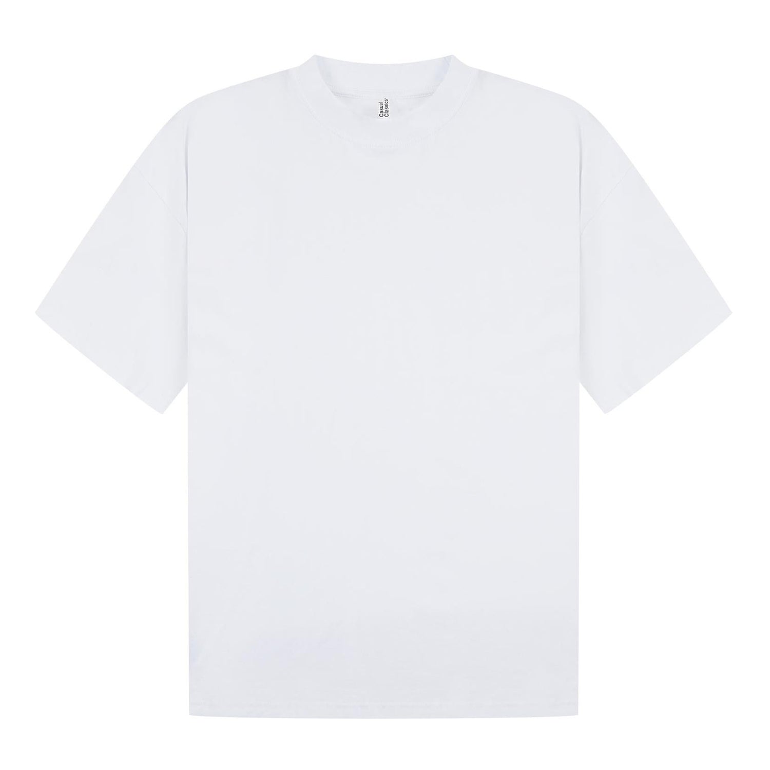 White - Front - Casual Classics Unisex Adult Combed Ringspun Cotton Extended Neckline Oversized T-Shirt