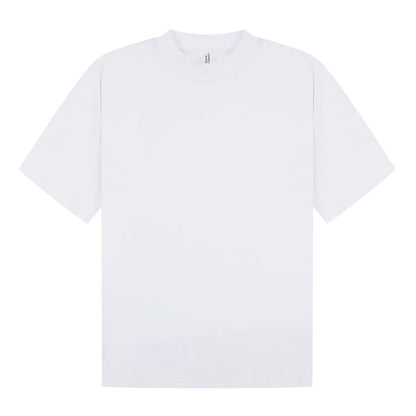 White - Front - Casual Classics Unisex Adult Combed Ringspun Cotton Extended Neckline Oversized T-Shirt