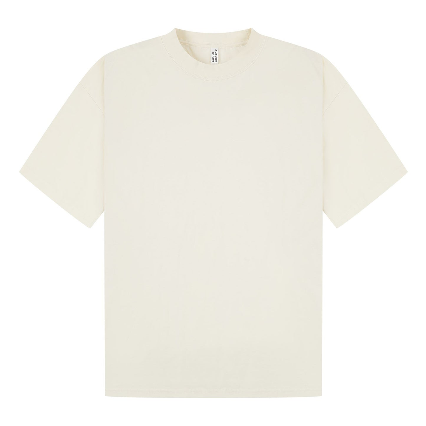 Ecru - Front - Casual Classics Unisex Adult Combed Ringspun Cotton Extended Neckline Oversized T-Shirt