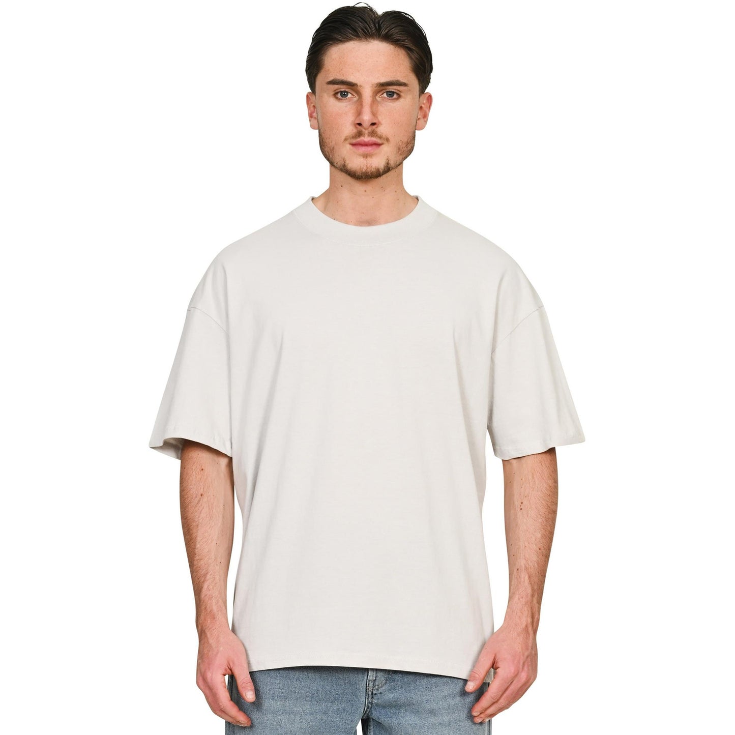 Ecru - Lifestyle - Casual Classics Unisex Adult Combed Ringspun Cotton Extended Neckline Oversized T-Shirt