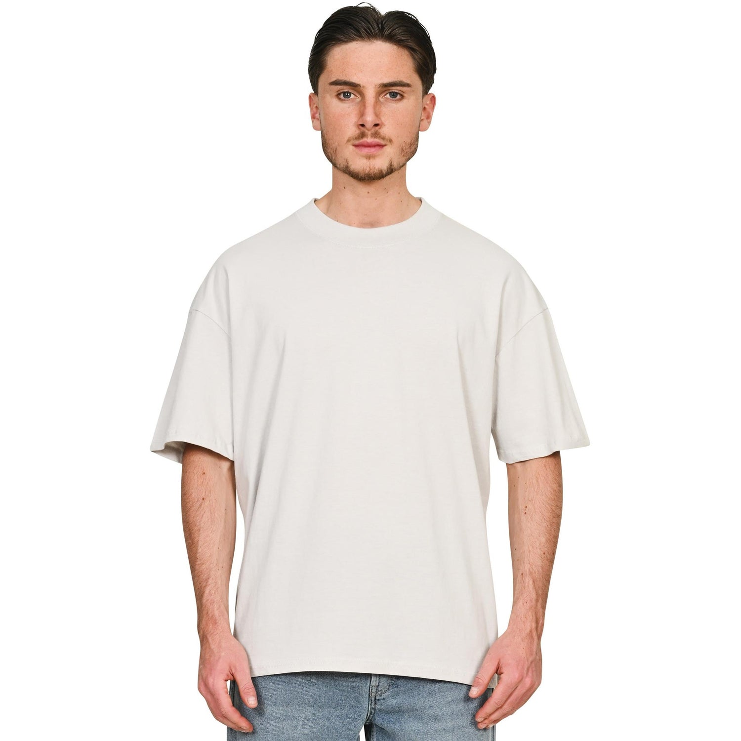Ecru - Lifestyle - Casual Classics Unisex Adult Combed Ringspun Cotton Extended Neckline Oversized T-Shirt