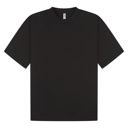 Black - Front - Casual Classics Unisex Adult Combed Ringspun Cotton Extended Neckline Oversized T-Shirt