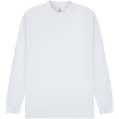 White - Front - Casual Classics Unisex Adult Combed Ringspun Cotton Extended Neckline Oversized Long-Sleeved T-Shirt