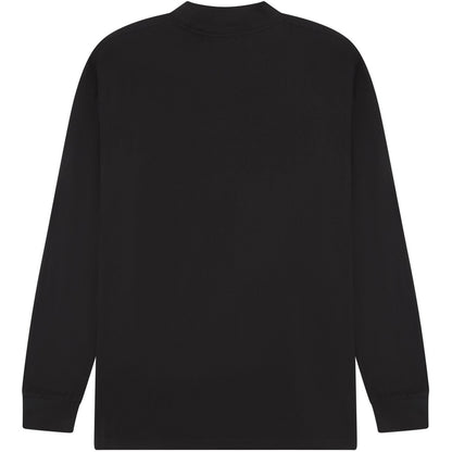 Black - Back - Casual Classics Unisex Adult Combed Ringspun Cotton Extended Neckline Oversized Long-Sleeved T-Shirt