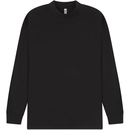 Black - Front - Casual Classics Unisex Adult Combed Ringspun Cotton Extended Neckline Oversized Long-Sleeved T-Shirt