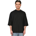 Black - Side - Casual Classics Unisex Adult Combed Ringspun Cotton Extended Neckline Oversized Short-Sleeved T-Shirt