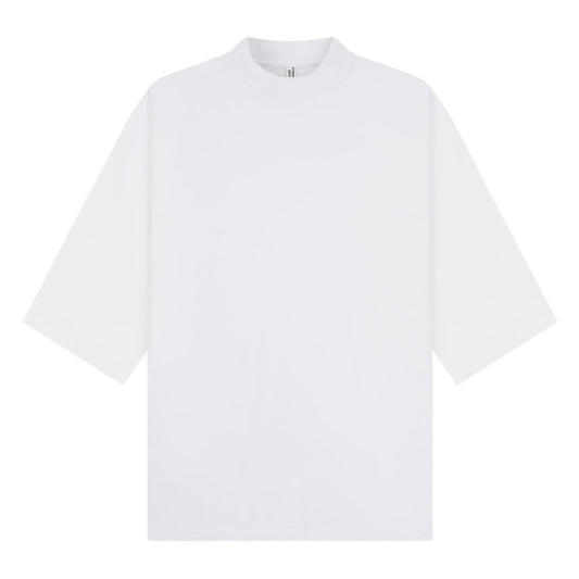 White - Front - Casual Classics Unisex Adult Combed Ringspun Cotton Extended Neckline Oversized Short-Sleeved T-Shirt