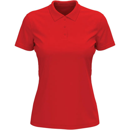Scarlet Red - Front - Stedman Womens-Ladies Lux Cotton Polo Shirt