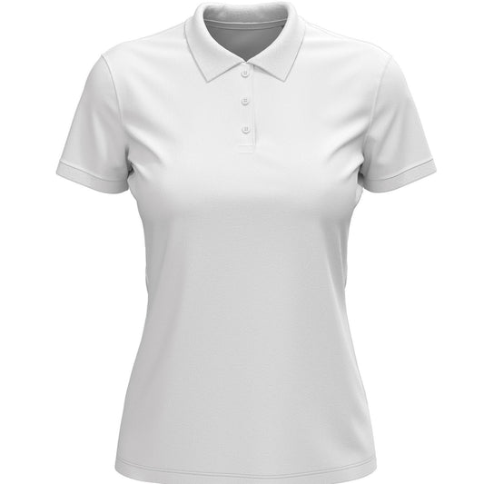 White - Front - Stedman Womens-Ladies Lux Cotton Polo Shirt