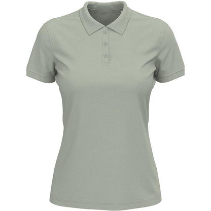 Soft Grey - Front - Stedman Womens-Ladies Lux Cotton Polo Shirt