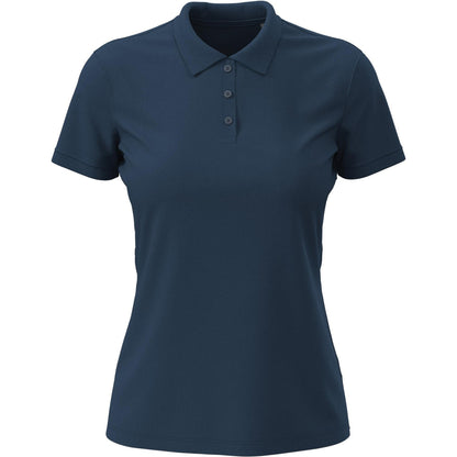 Navy - Front - Stedman Womens-Ladies Lux Cotton Polo Shirt