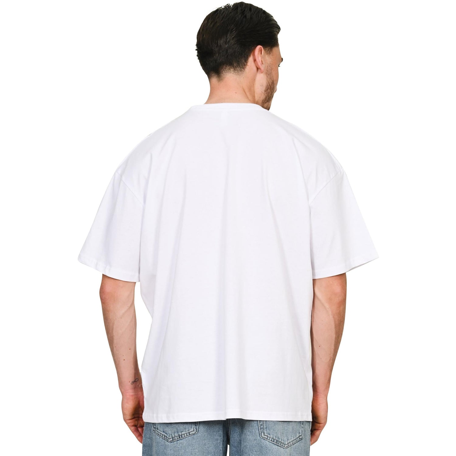 White - Side - Casual Classics Unisex Adult Combed Ringspun Cotton Oversized T-Shirt