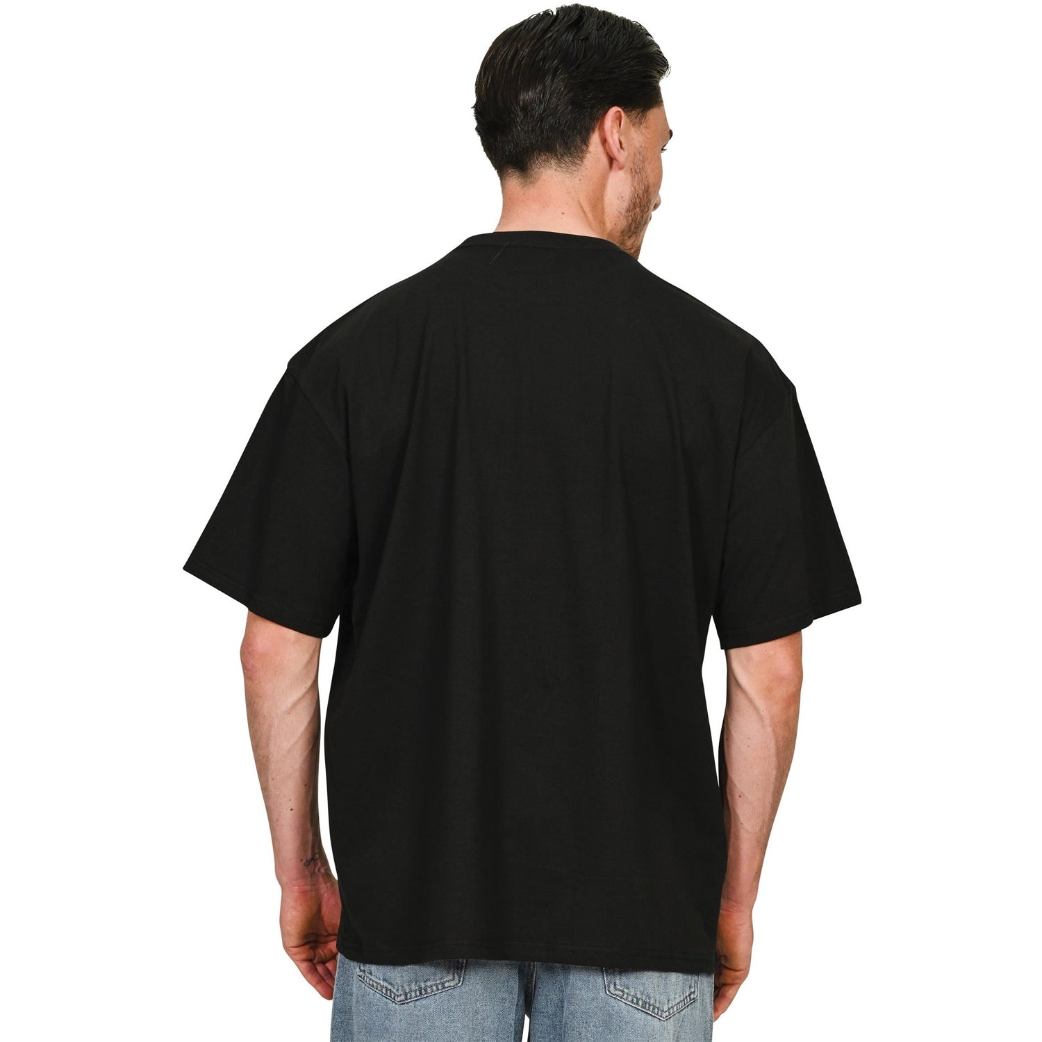 Black - Side - Casual Classics Unisex Adult Combed Ringspun Cotton Oversized T-Shirt