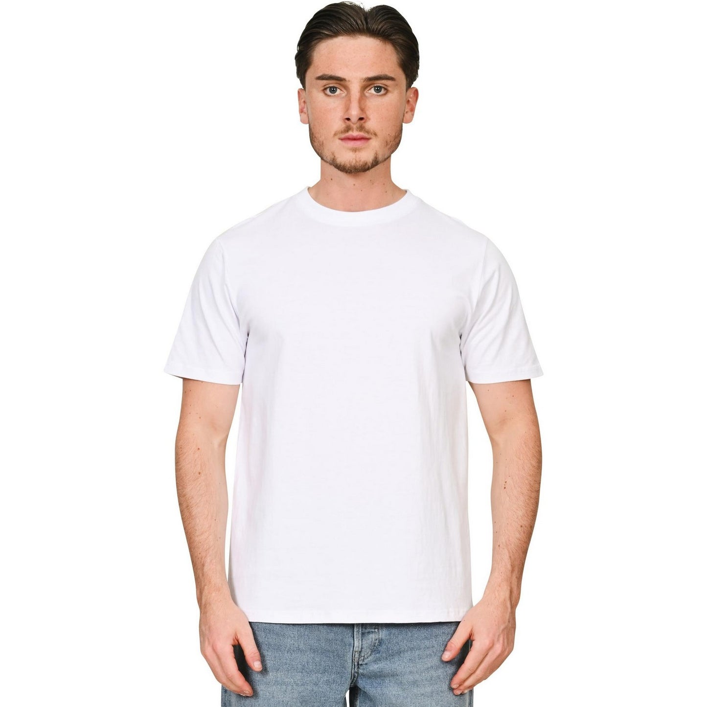 White - Side - Casual Classics Unisex Adult Combed Ringspun Cotton Slim T-Shirt