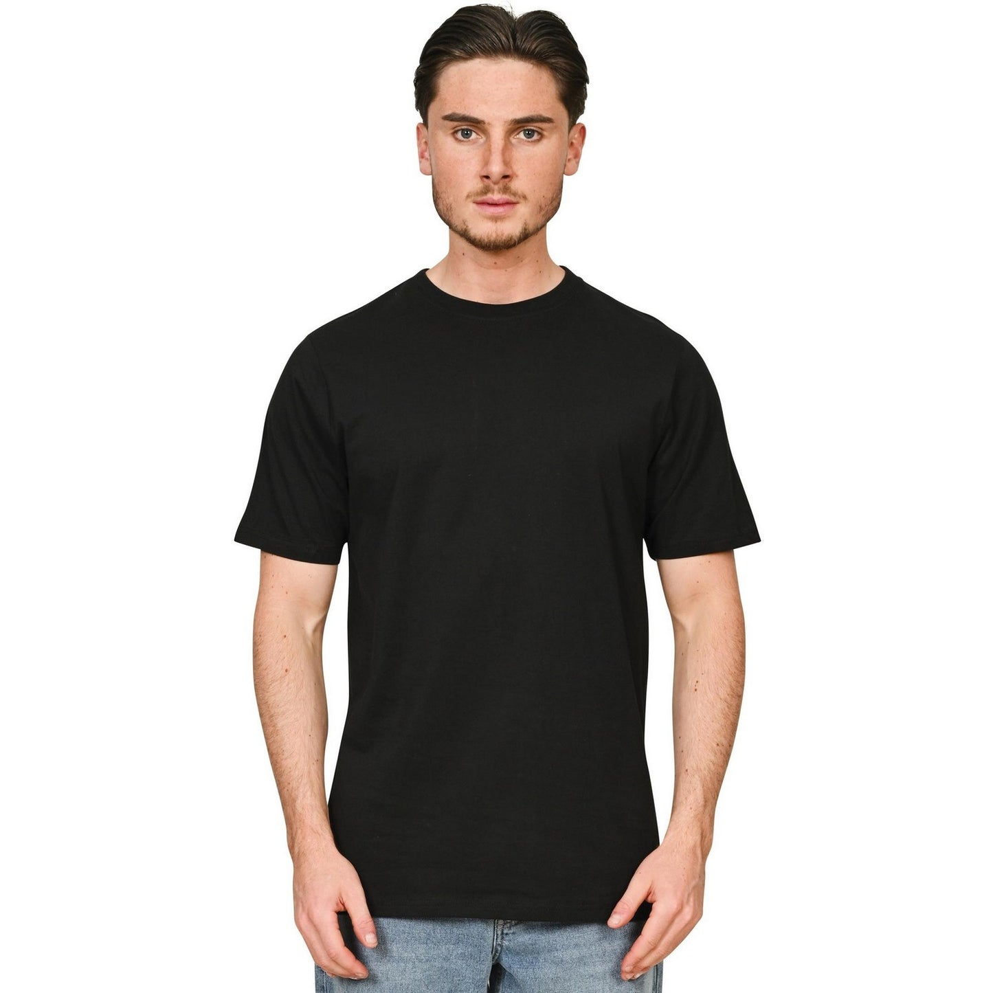 Black - Side - Casual Classics Unisex Adult Combed Ringspun Cotton Slim T-Shirt