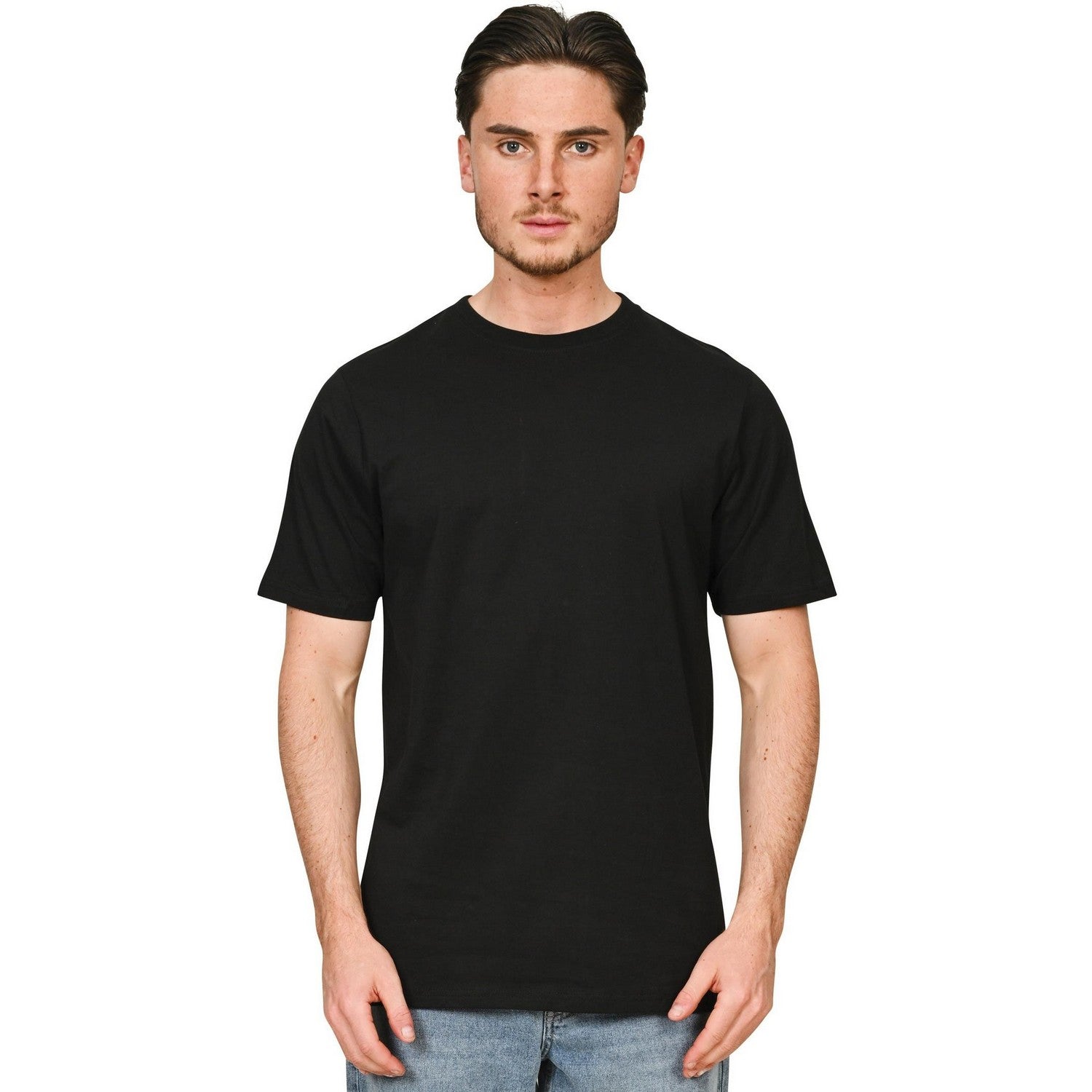 Black - Side - Casual Classics Unisex Adult Combed Ringspun Cotton Slim T-Shirt