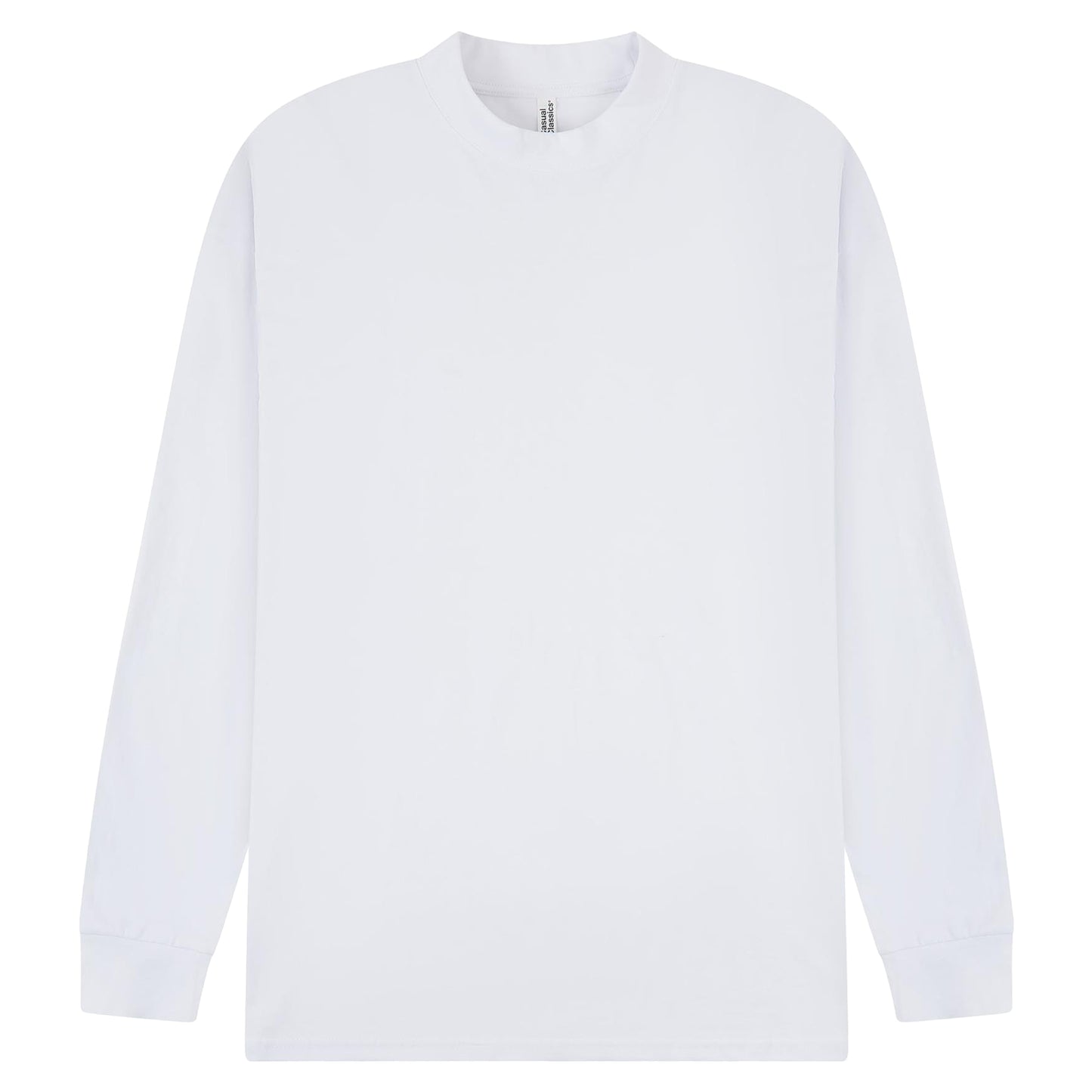 White - Front - Casual Classics Unisex Adult Extended Neckline Tall Oversized Long-Sleeved T-Shirt