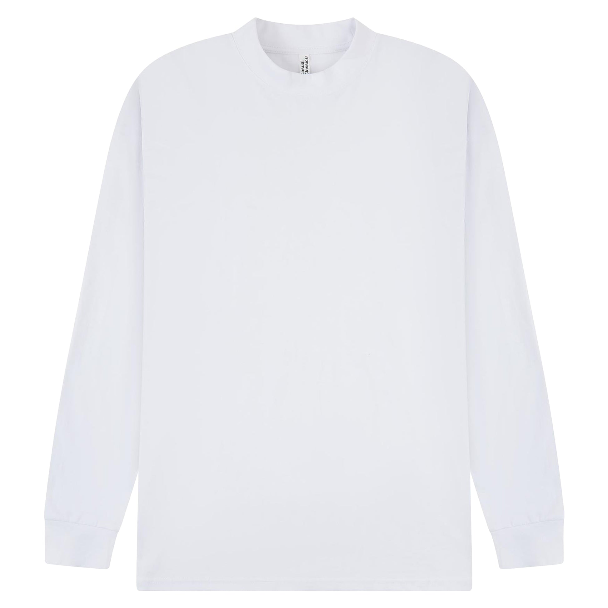 White - Front - Casual Classics Unisex Adult Extended Neckline Tall Oversized Long-Sleeved T-Shirt