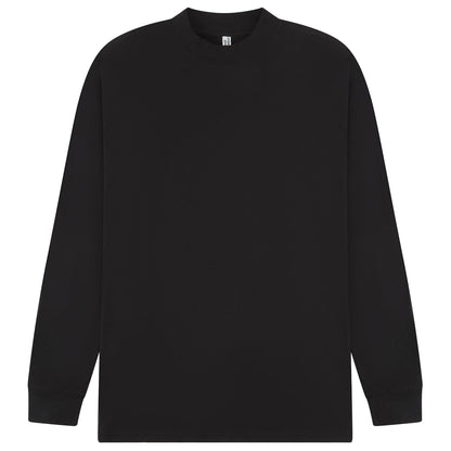 Black - Front - Casual Classics Unisex Adult Extended Neckline Tall Oversized Long-Sleeved T-Shirt