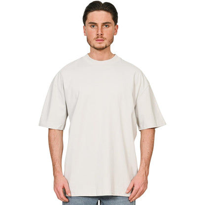 Lunar Grey - Side - Casual Classics Unisex Adult Combed Ringspun Cotton Extended Neckline Tall Oversized T-Shirt
