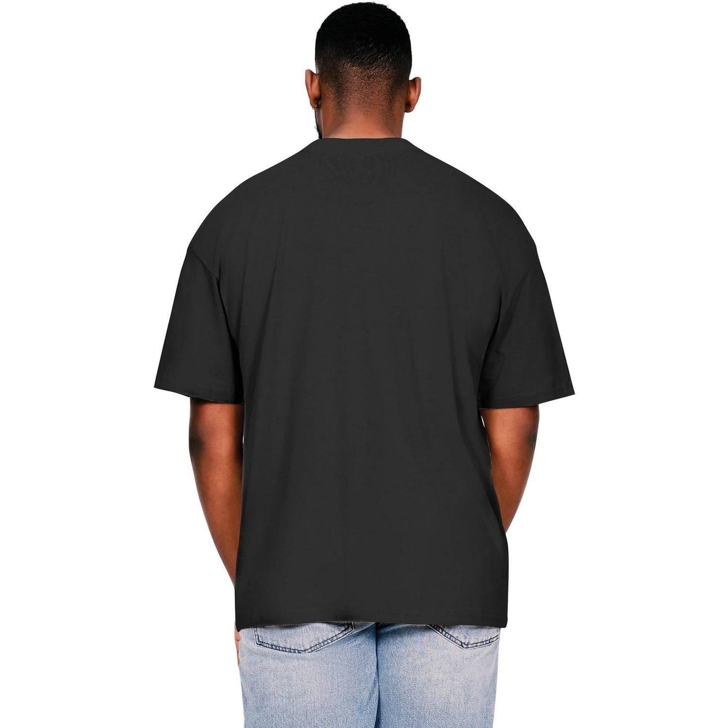 Black - Back - Casual Classics Unisex Adult Combed Ringspun Cotton Extended Neckline Tall Oversized T-Shirt
