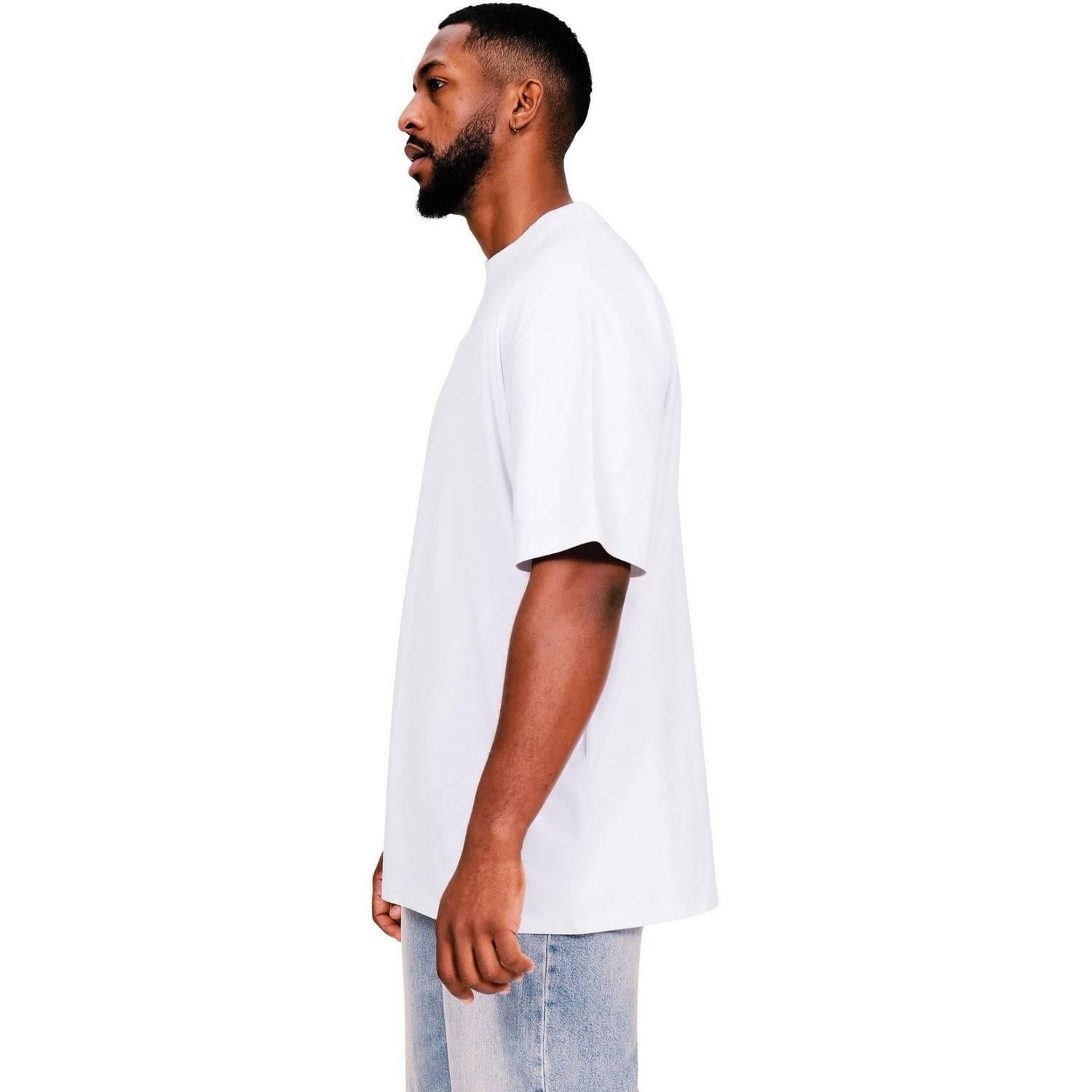 White - Side - Casual Classics Unisex Adult Combed Ringspun Cotton Extended Neckline Tall Oversized T-Shirt